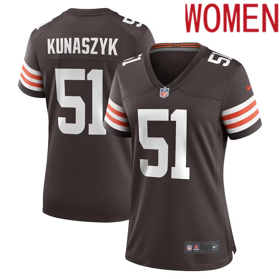 Women Cleveland Browns 51 Jordan Kunaszyk Nike Brown Game Player NFL Jersey